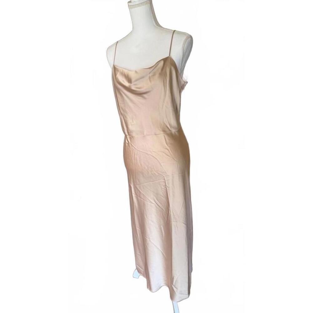 New Vince Gold Satin Slip Dress with Spaghetti Straps, Size 10